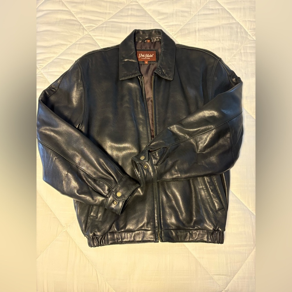John Ashford Black Leather Bomber Jacket